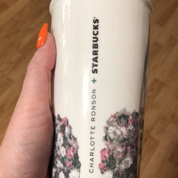 Starbucks Rare Charlotte Ronson floral tumbler ceramic coffee cup 12 oz - Picture 3 of 3